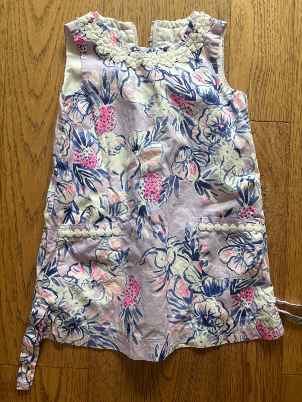 Girls Lily Pulitzer Floral Embroidered Sundress in Lavender, Pink & Navy